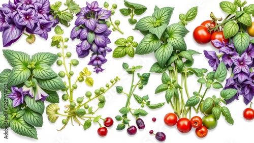 Basil Gardening Homesteading Illustrations - Vibrant Produce