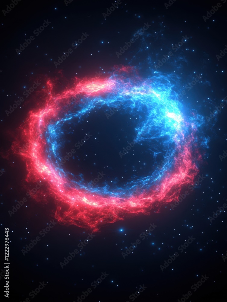 Obraz premium Mesmerizing neon fire ring in cosmic space