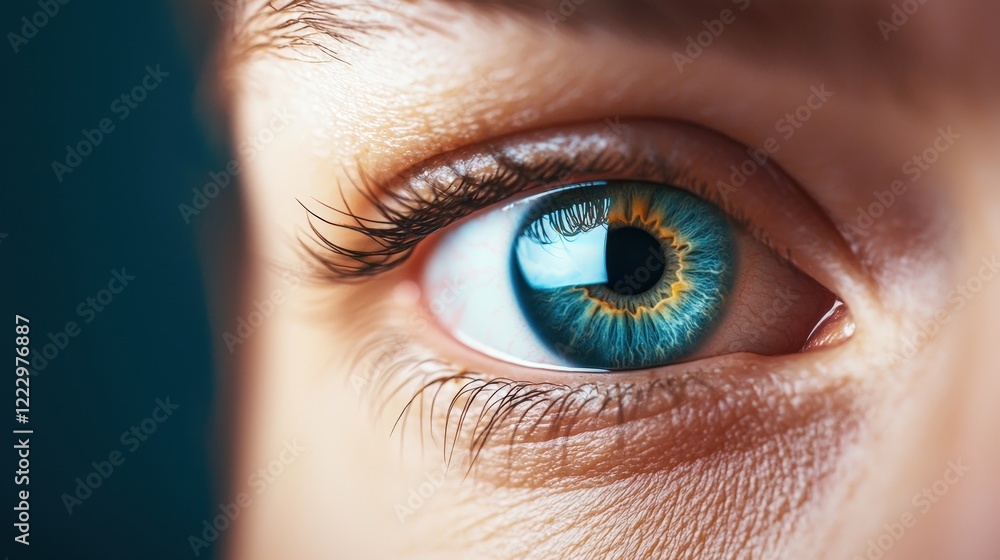 Fototapeta premium Eyes close-up with a focus on crow feet and gentle wrinkles