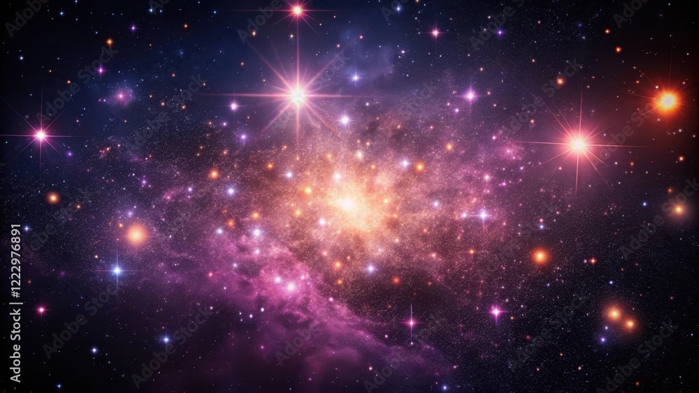 Dark nebula with sparkling stars on a black canvas, surrounded by a halo of soft pink glow, black background Dark nebula with sparkling stars on a black canvas, surrounded by a halo of soft pink glow, black background
