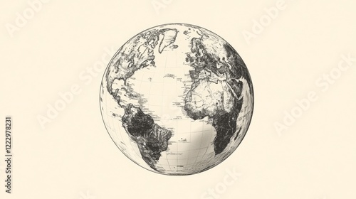 Fototapeta Naklejka Na Ścianę i Meble -  Hand-drawn sketch of Earth globe.