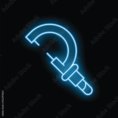 Glowing neon line caliper icon isolated on black background vector illustration