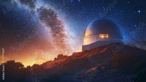 Wallpaper Mural Domed Observatory on Remote Hill under Milky Way with Celestial Symbols Torontodigital.ca