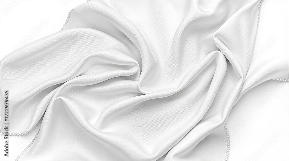 Obraz premium Soft white satin fabric with smooth folds, gentle curves, and a luxurious silky texture.