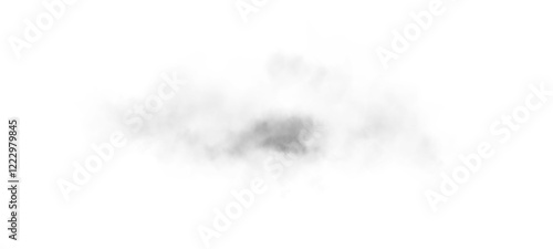 Transparent fog or smoke, grey smog cloud effect, with small pili particles, isolated transparent special effect. Vector illustration, fog, vapour, magic haze.	