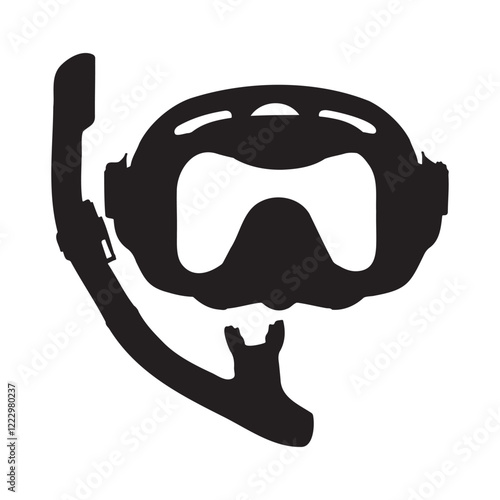 Snorkeling Scuba Diving Gear Silhouette Vector Illustration