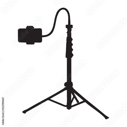 Smartphone Tripod with Flexible Gooseneck Silhouette Vector Illustration