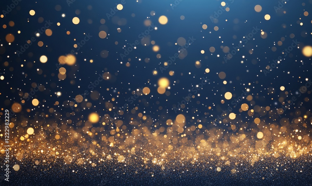 Luminous golden dust with glowing bokeh effects and shimmering particles on a dark background.
