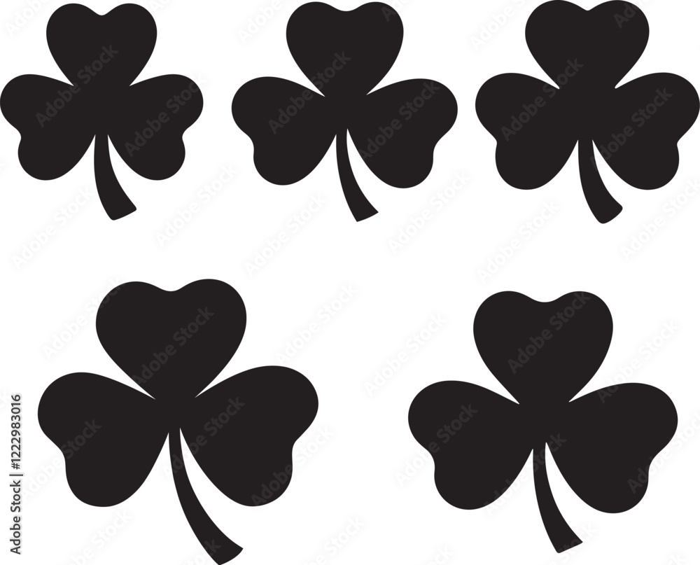 Clover leaves silhouette vector on white background Clover leaves silhouette vector on white background