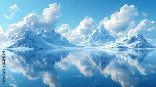 Wallpaper Mural Snow capped mountains reflected in a tranquil lake Torontodigital.ca