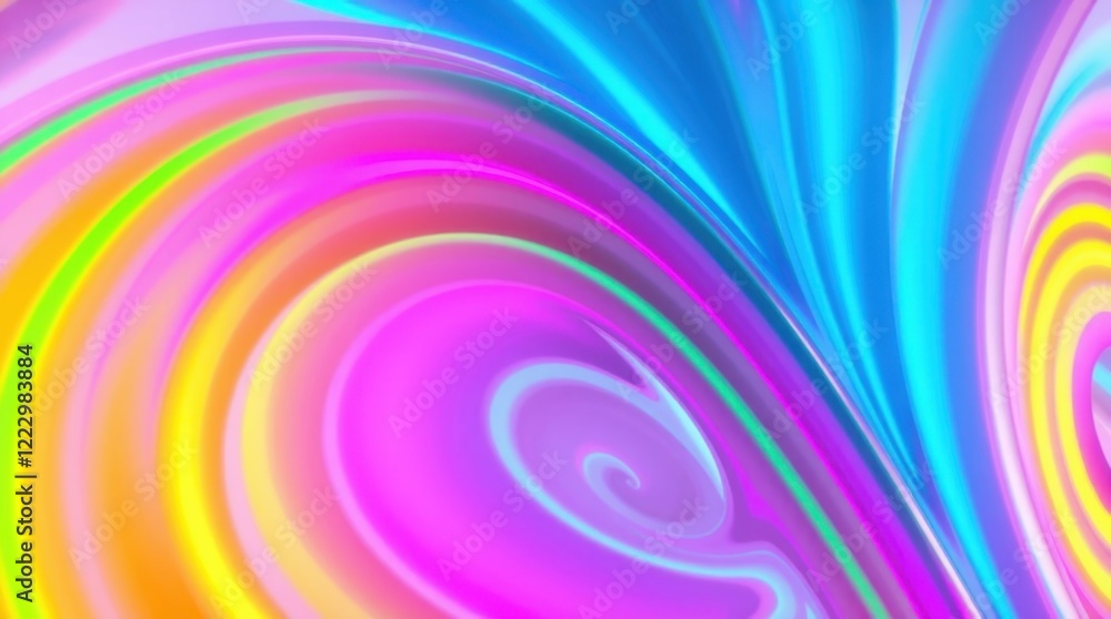 Fototapeta premium Colorful swirling patterns create a mesmerizing abstract design with bright hues of pink, blue, yellow, and green