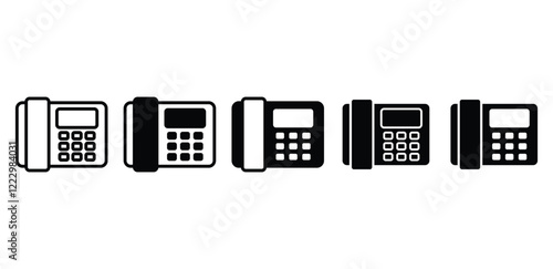 office phone telecommunication icon symbol vector design black white color simple outline and black filled illustration sets