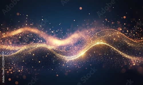 Obraz na płótnie Golden abstract waves with glowing particles
w salonie