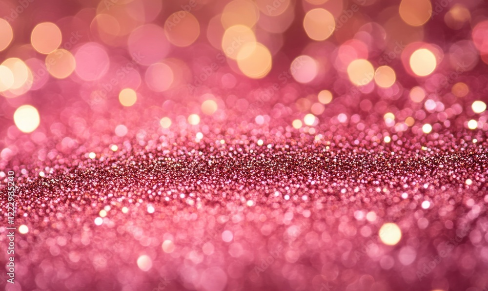 A dazzling luxury background with radiant golden and pink glitter and a dreamy bokeh glow, perfect for elegant designs.