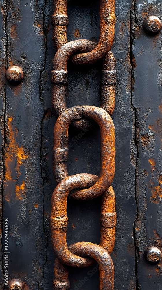 A background of rusted chains forming a rugged industrial pattern. A background of rusted chains forming a rugged industrial pattern.