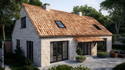 Wallpaper Mural Cozy Biodegradable Roofed Home in Serene Countryside Landscape Torontodigital.ca