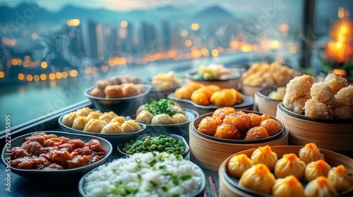 Hong Kong style morning tea feast photo