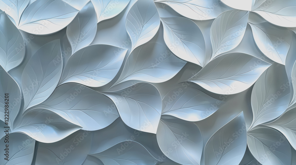 Group of white leaves arranged on a vibrant blue background creating a striking contrast in nature-inspired composition Group of white leaves arranged on a vibrant blue background creating a striking contrast in nature-inspired composition