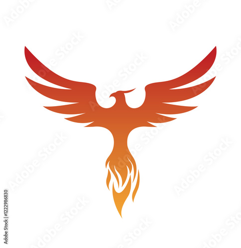 Creative Phoenix Logo Inferno Eagle Wings Vector Rising Flying Flames Symbol Design Illustration 