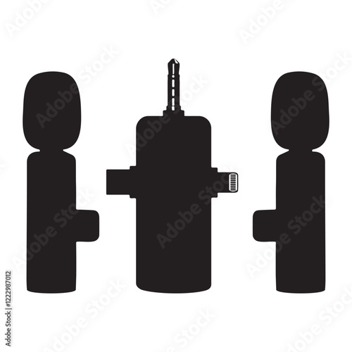 Wireless Lavalier Vlogging Microphones Silhouette Vector Illustration