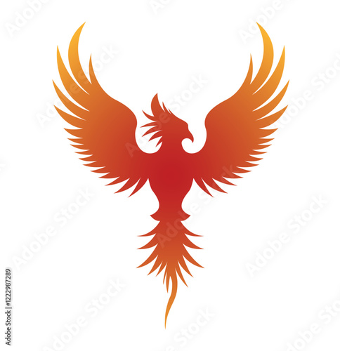 Creative Phoenix Logo Inferno Eagle Wings Vector Rising Flying Flames Symbol Design Illustration 