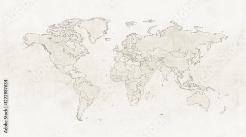 Fototapeta Naklejka Na Ścianę i Meble -  Beige world map with country borders.