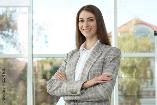 Portrait of young woman wearing stylish suit indoors Free Download Portrait of young woman wearing stylish suit indoors - GFXLoad