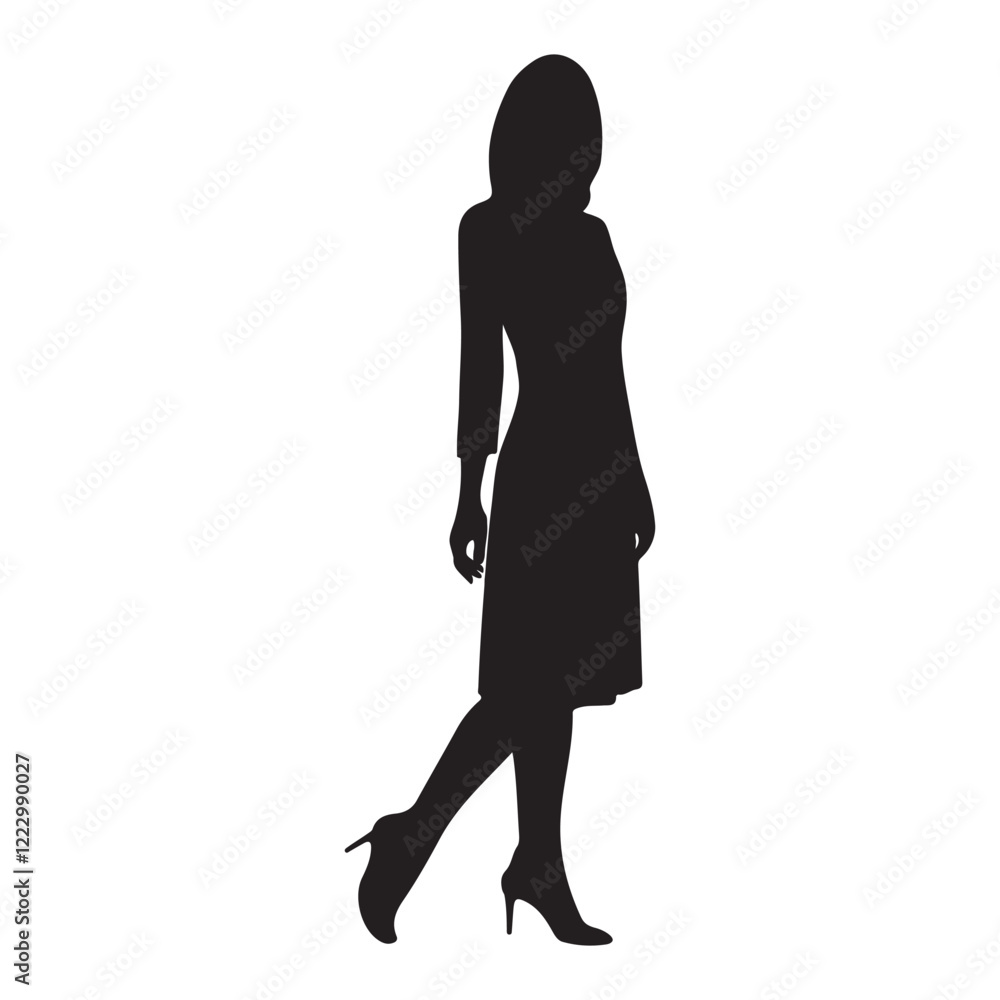 Modeling Girl Pose Silhouette Vector Illustration Modeling Girl Pose Silhouette Vector Illustration