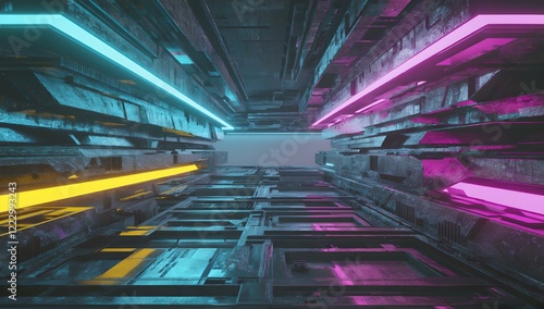 Neon futuristic environment with neon lights 