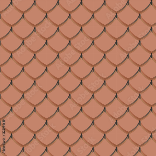 A seamless, detailed roof tile pattern with a 3D effect, resembling classic terracotta tiles. Perfect for architectural backgrounds, construction visuals, and traditional design projects