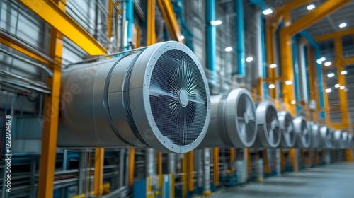 Large Industrial Fans with Self-Cleaning Mechanisms in Modern Facility Optimizing Air Circulation