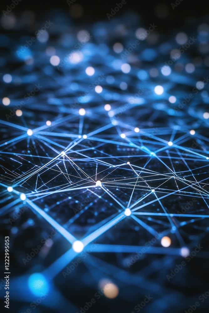 Obraz premium Network connections and data flow visualized through glowing blue lines, demonstrating technology, innovation, and digital communication in modern systems.