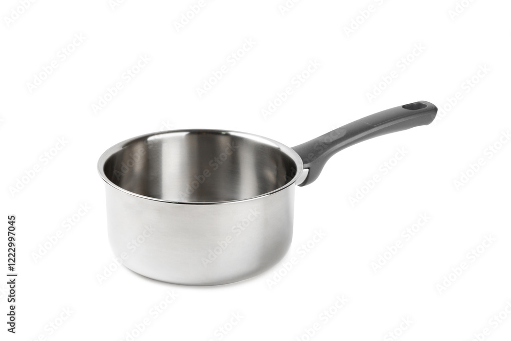 Stainless steel saucepan isolated on white background. Modern saucepan. Kitchen utensils. Cooking pan. Cooking concept. Mockup Stainless steel saucepan isolated on white background. Modern saucepan. Kitchen utensils. Cooking pan. Cooking concept. Mockup