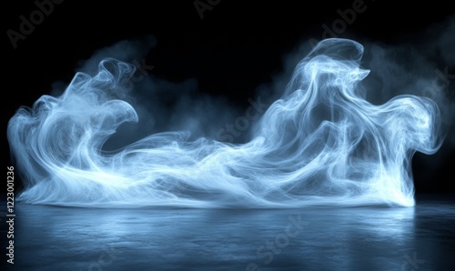 Obraz na płótnie Blue Misty Smoke on Dark Background. w salonie