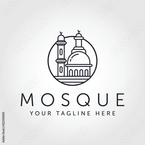 mosque logo vector design line art style