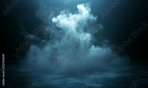 Obraz na płótnie Mystical mist swirling with a radiant spotlight shining through the darkness. w salonie