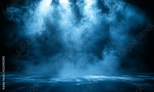 Obraz na płótnie Hazy blue mist forming soft, flowing patterns on a deep and shadowy canvas. w salonie