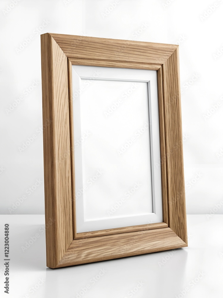 Minimalist Mockup Showcasing a Classic Wooden Frame Stand Against a Light Background Minimalist Mockup Showcasing a Classic Wooden Frame Stand Against a Light Background