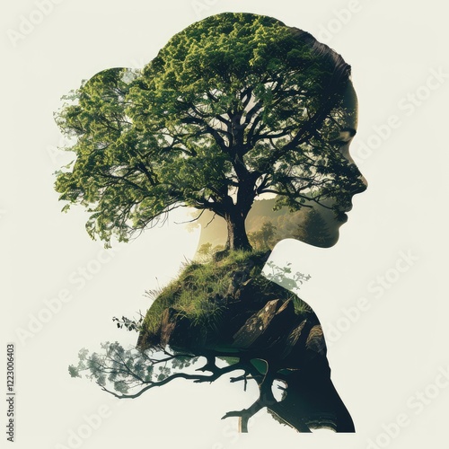 Wallpaper Mural Digital art mother earth double exposure, tree of life, mock up Torontodigital.ca