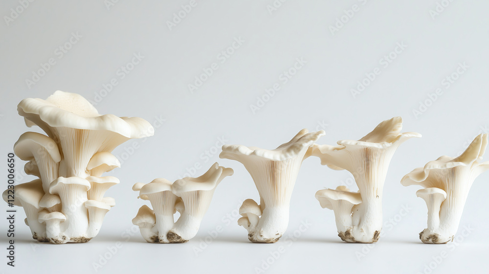 Fototapeta premium King Oyster Mushroom Development from Early Sprouting to Mature Height