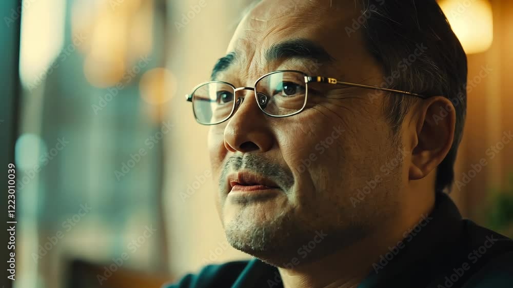 Adult asian man tells his life story Adult asian man tells his life story