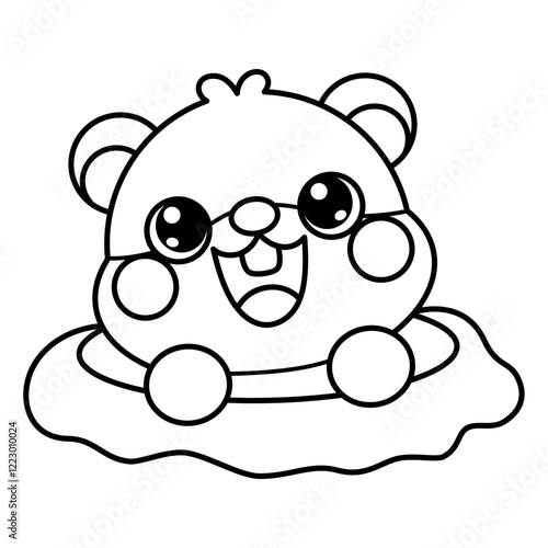 cute kawaii Groundhog outline cartoon doodle illustration