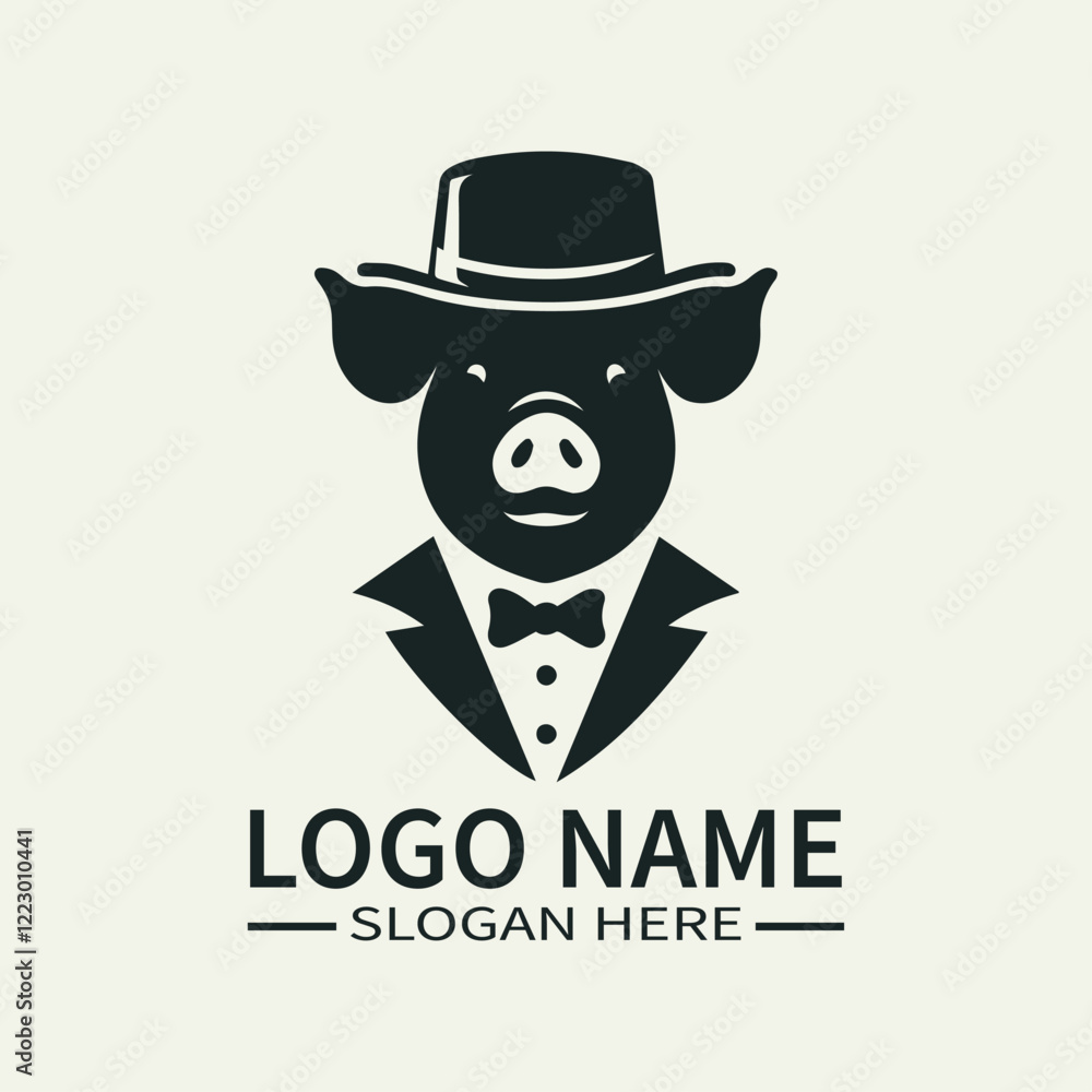 Gentleman Pig Logo Design, Sophisticated Swine Logo, Tuxedo Pig Logo, Tuxedo Pig Logo, Vintage Pig Logo Gentleman Pig Logo Design, Sophisticated Swine Logo, Tuxedo Pig Logo, Tuxedo Pig Logo, Vintage Pig Logo