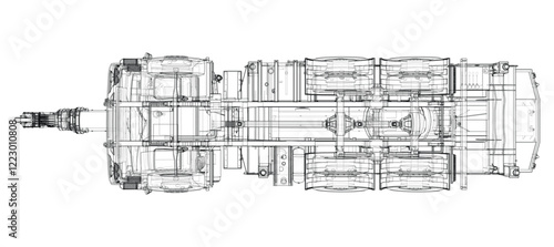 Car crane. Vector rendering of 3d