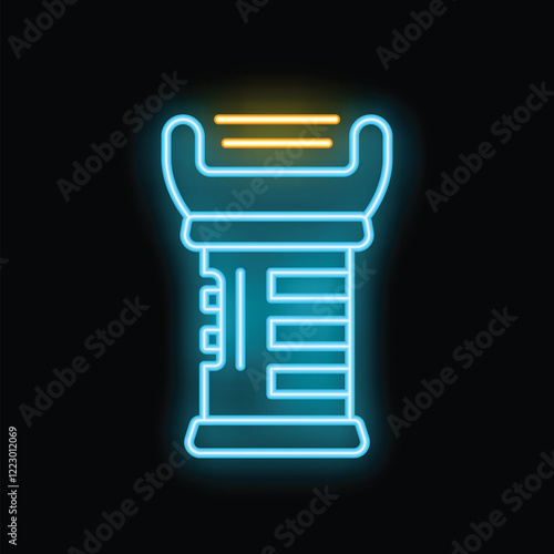 Glowing neon line electric epilator icon isolated on black background, a depilation device