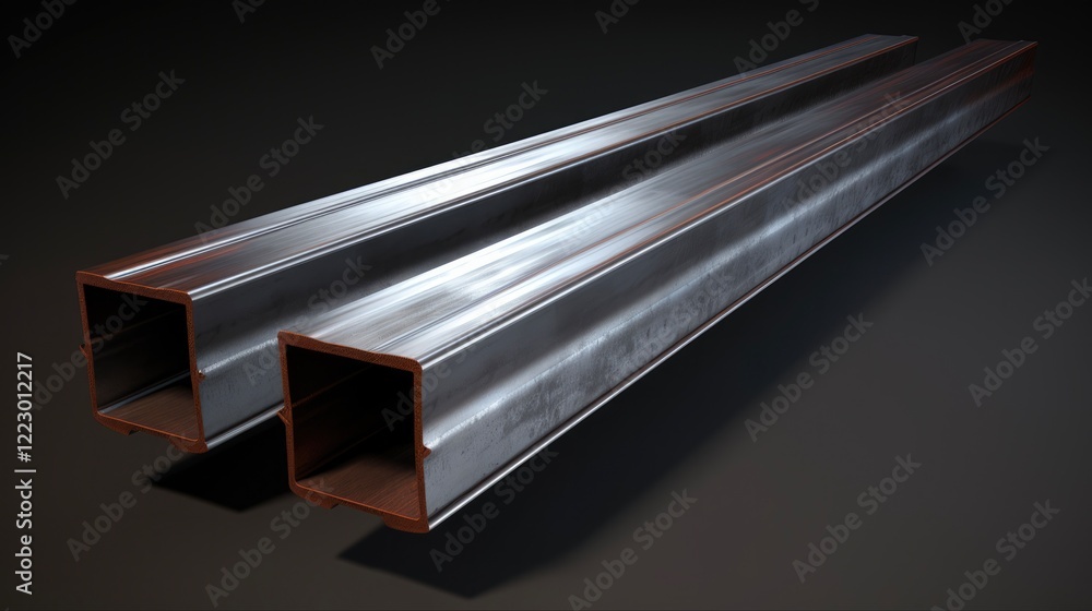 Steel Metal Beam in 3D Render for Heavy Construction and Industrial Building Industry Steel Metal Beam in 3D Render for Heavy Construction and Industrial Building Industry