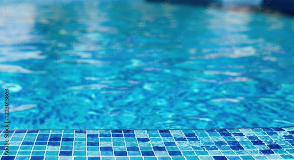 Obraz premium Tranquil blue swimming pool with shimmering water and mosaic tiles