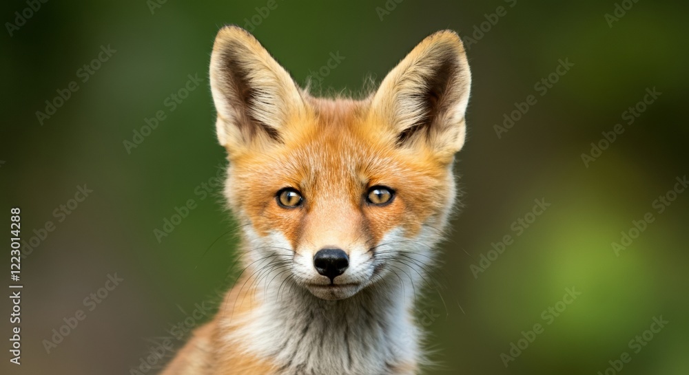 Close-up of a curious red fox with striking features and vibrant fur Close-up of a curious red fox with striking features and vibrant fur