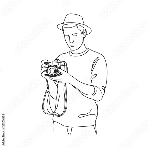 Cameraman Character Design - Elegant Line Art for Cameraman - Cameraman Vector - Cameraman Doodle - Camera Illustration - Cameraman Line Art
