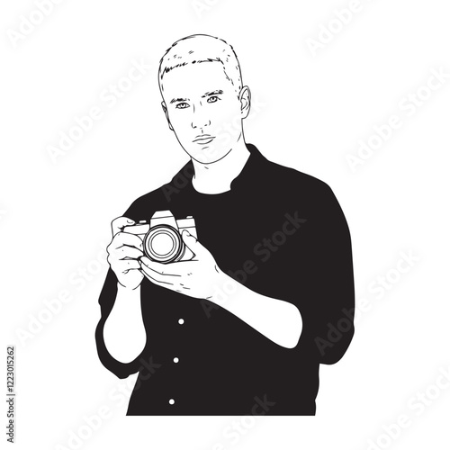Cameraman Digital Sketch - Elegant Line Art for Cameraman - Cameraman Vector - Cameraman Doodle - Camera Illustration - Cameraman Line Art
